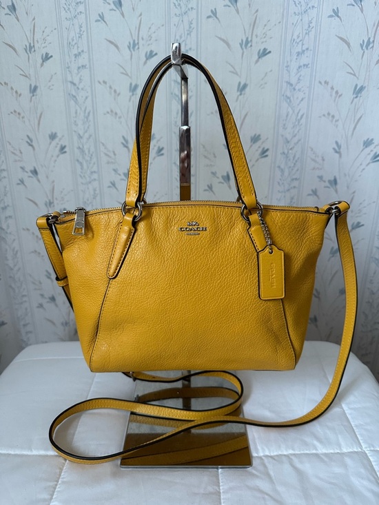 Coach Handbags - Coach Yellow Pebbled Leather Satchel